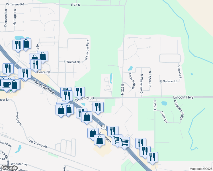 map of restaurants, bars, coffee shops, grocery stores, and more near 41 Orchard Drive in Warsaw