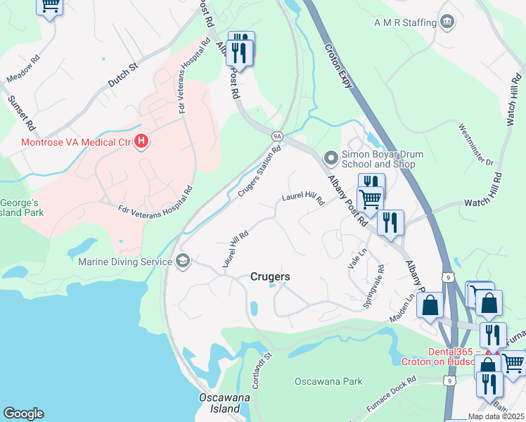 map of restaurants, bars, coffee shops, grocery stores, and more near 3 Louis Lane in Croton-on-Hudson