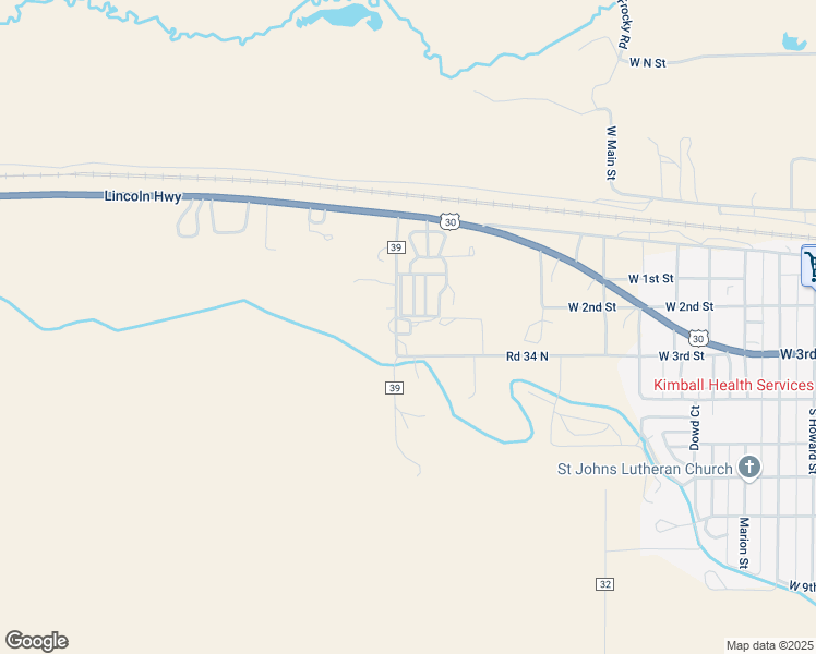 map of restaurants, bars, coffee shops, grocery stores, and more near County Road 39 in Kimball