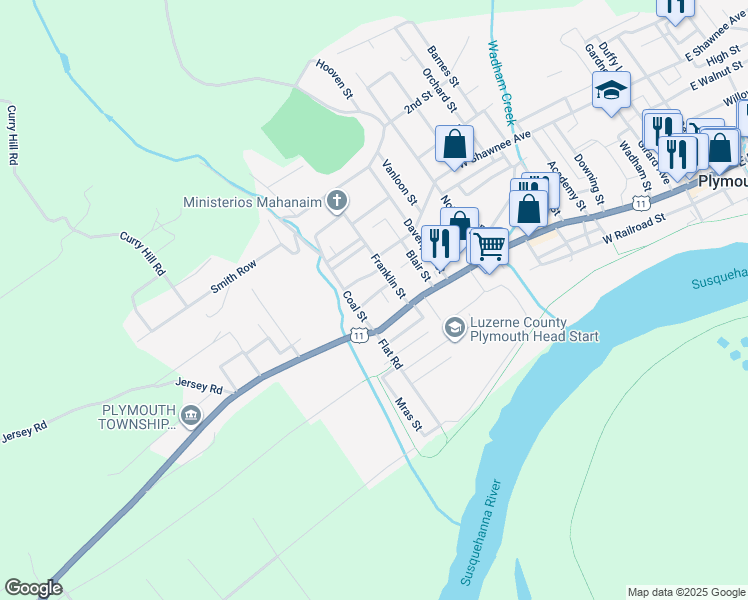 map of restaurants, bars, coffee shops, grocery stores, and more near 36 Morris St in Plymouth