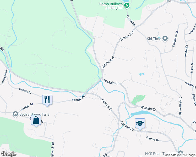 map of restaurants, bars, coffee shops, grocery stores, and more near 309 West Main Street in Stony Point
