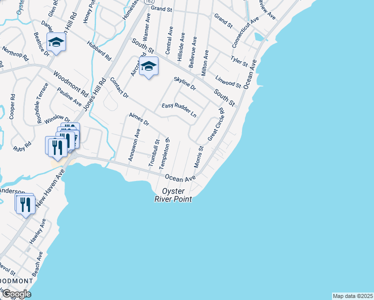 map of restaurants, bars, coffee shops, grocery stores, and more near 120 Holcomb Street in West Haven