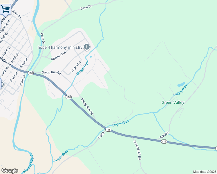 map of restaurants, bars, coffee shops, grocery stores, and more near 1-199 Strawberry Lane in Hughesville