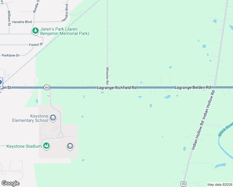 map of restaurants, bars, coffee shops, grocery stores, and more near 39937 Ohio 303 in LaGrange