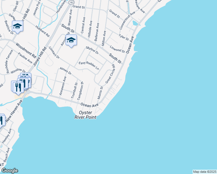 map of restaurants, bars, coffee shops, grocery stores, and more near 409 Ocean Avenue in West Haven