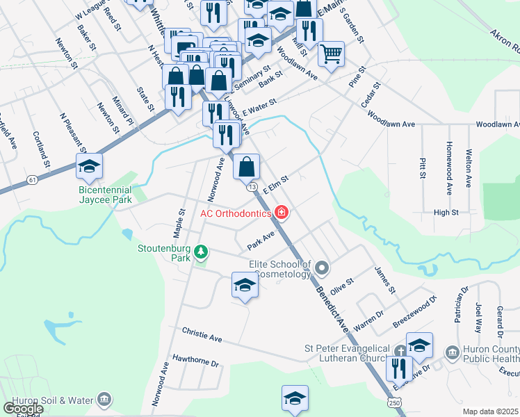 map of restaurants, bars, coffee shops, grocery stores, and more near 130 Benedict Avenue in Norwalk