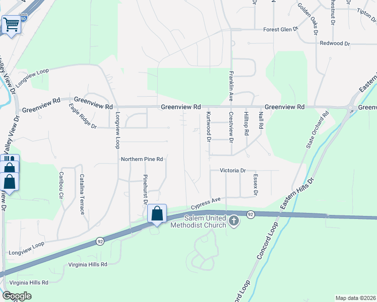 map of restaurants, bars, coffee shops, grocery stores, and more near 210 Brent Lane in Council Bluffs