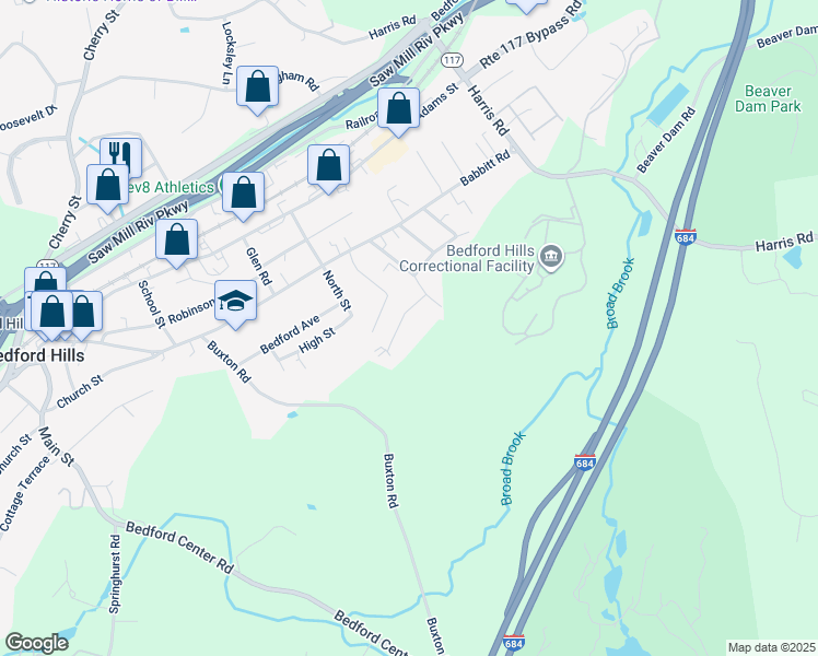 map of restaurants, bars, coffee shops, grocery stores, and more near 39 Rome Avenue in Bedford Hills