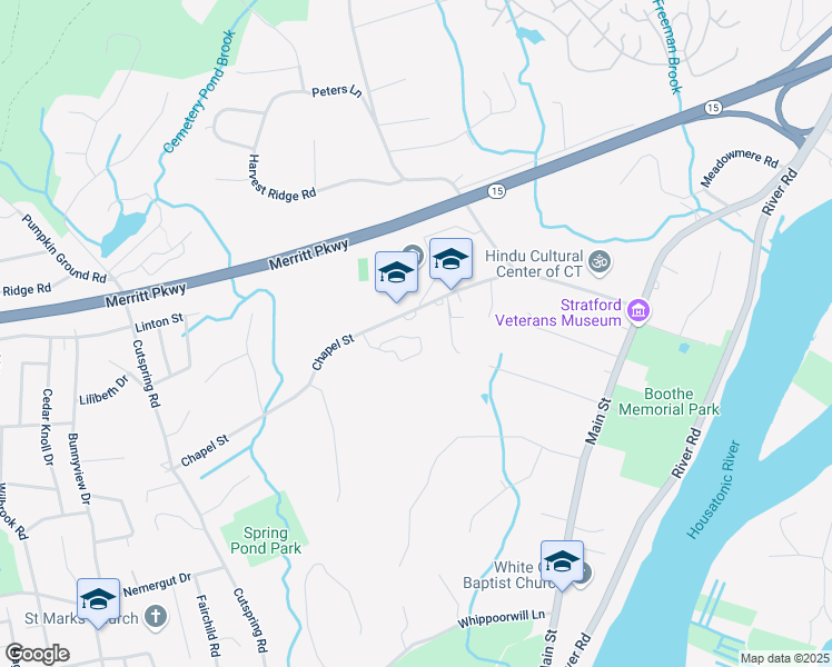 map of restaurants, bars, coffee shops, grocery stores, and more near 110 Hickory Woods Lane in Stratford