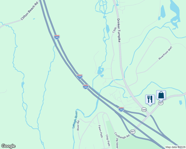 map of restaurants, bars, coffee shops, grocery stores, and more near Interstate 380 in Lackawanna