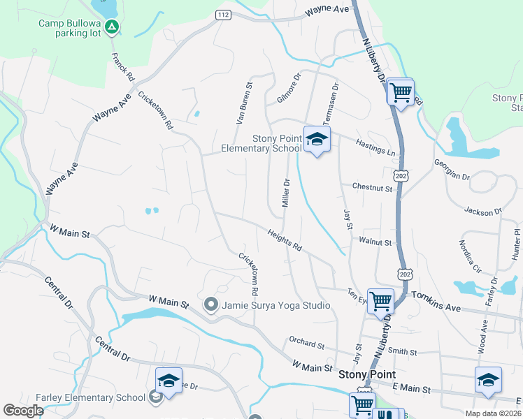 map of restaurants, bars, coffee shops, grocery stores, and more near 53 Heights Road in Stony Point