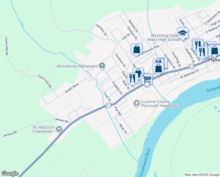 map of restaurants, bars, coffee shops, grocery stores, and more near 36 Morris St in Plymouth