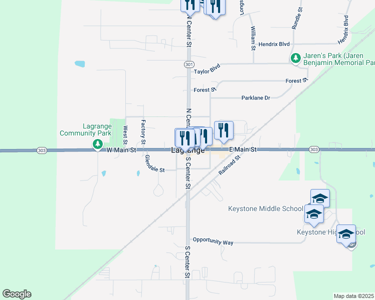 map of restaurants, bars, coffee shops, grocery stores, and more near in LaGrange