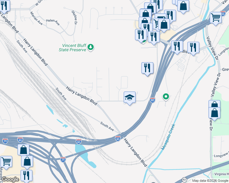 map of restaurants, bars, coffee shops, grocery stores, and more near 2419 Lockwood Place in Council Bluffs