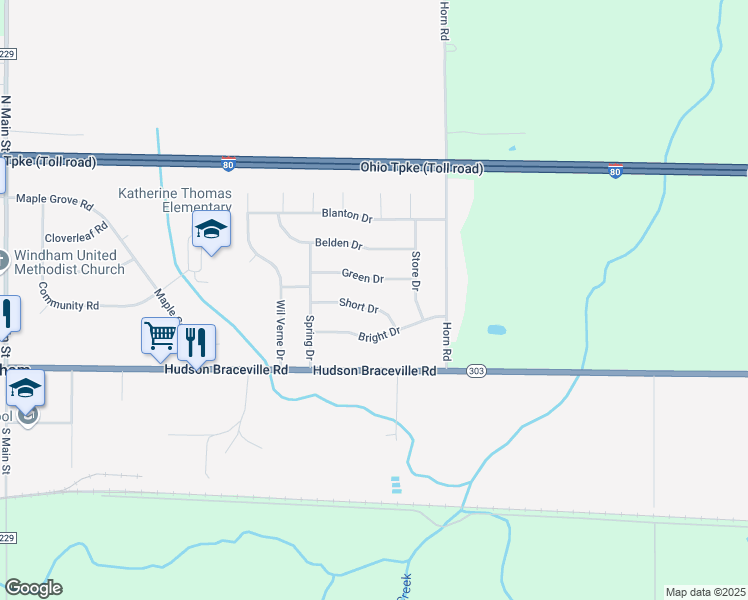 map of restaurants, bars, coffee shops, grocery stores, and more near 9905 Short Drive in Windham