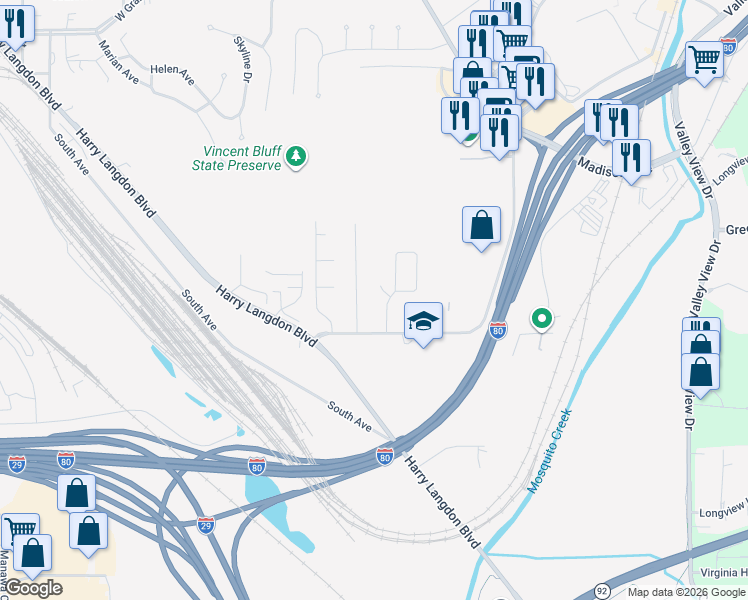 map of restaurants, bars, coffee shops, grocery stores, and more near 2419 Lockwood Place in Council Bluffs