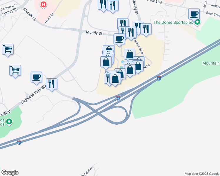 map of restaurants, bars, coffee shops, grocery stores, and more near 3400 Wilkes Barre Township Commons in Wilkes-Barre Township