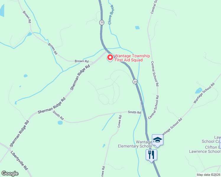 map of restaurants, bars, coffee shops, grocery stores, and more near 15 Fairchild Lane in Wantage