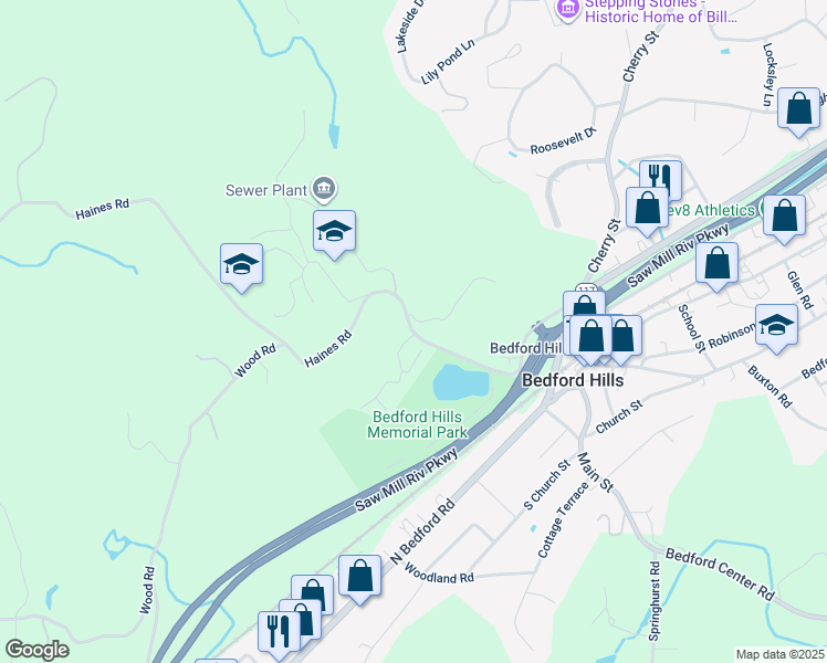 map of restaurants, bars, coffee shops, grocery stores, and more near 29 Haines Rd in Bedford Hills