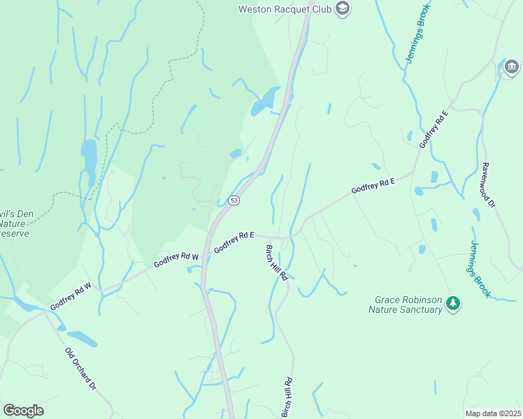 map of restaurants, bars, coffee shops, grocery stores, and more near 132 Godfrey Road East in Weston