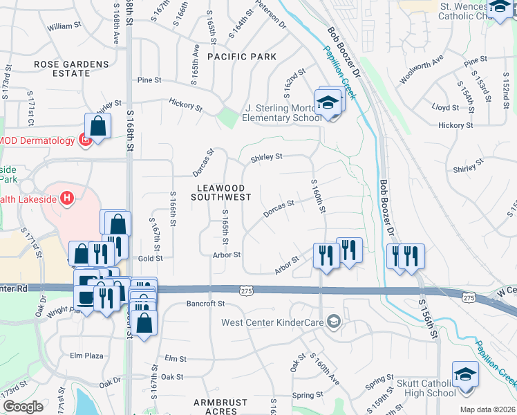 map of restaurants, bars, coffee shops, grocery stores, and more near 2105 South 164th Avenue in Omaha