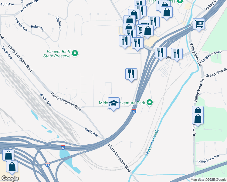 map of restaurants, bars, coffee shops, grocery stores, and more near 194 Woodbury Circle in Council Bluffs