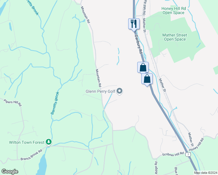 map of restaurants, bars, coffee shops, grocery stores, and more near 15 Dorado Court in Wilton
