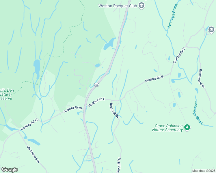 map of restaurants, bars, coffee shops, grocery stores, and more near 132 Godfrey Road East in Weston