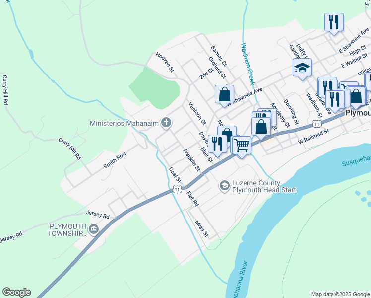 map of restaurants, bars, coffee shops, grocery stores, and more near 132 Franklin St in Plymouth