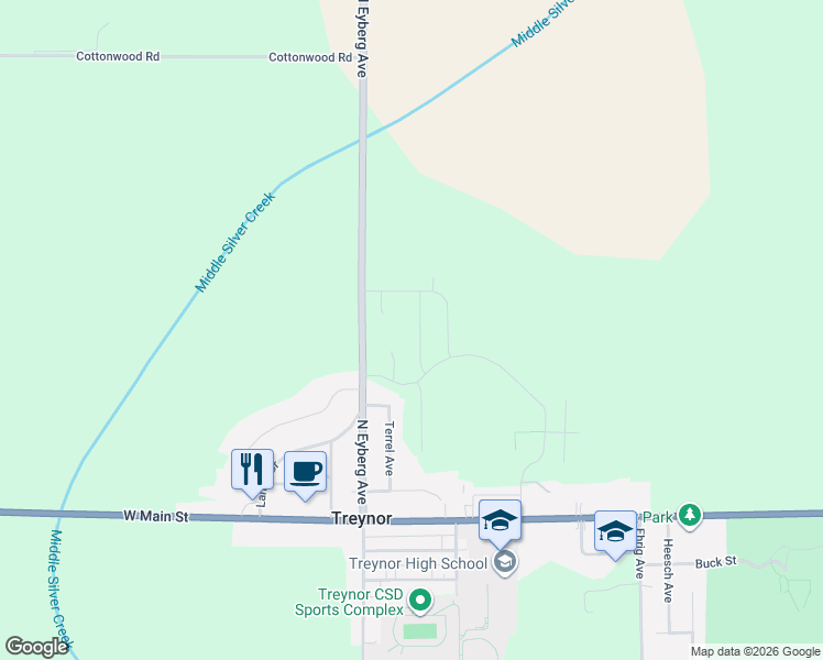 map of restaurants, bars, coffee shops, grocery stores, and more near 108 Firethorn Drive in Treynor