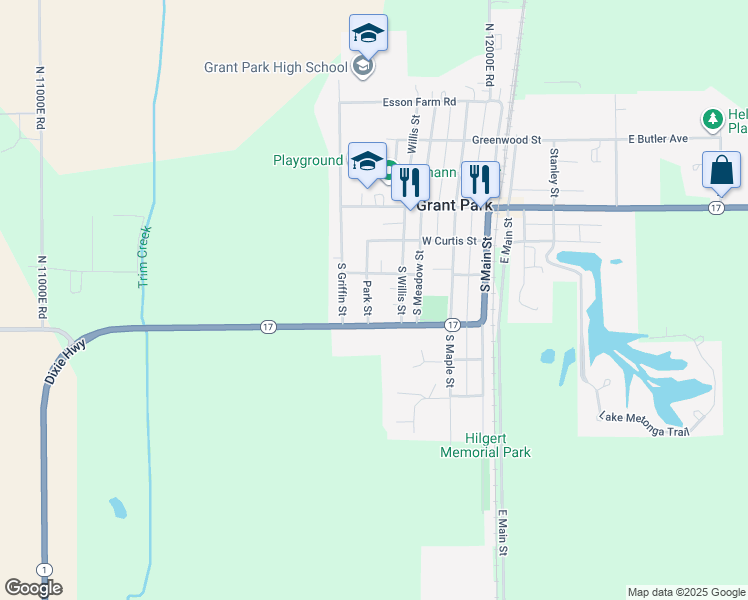 map of restaurants, bars, coffee shops, grocery stores, and more near 314 Park Street in Grant Park
