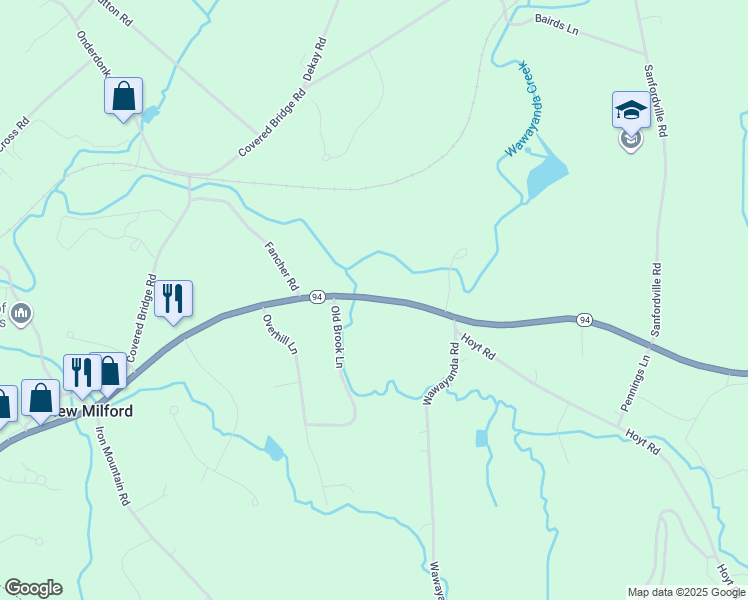map of restaurants, bars, coffee shops, grocery stores, and more near 241 Route 94 in Warwick