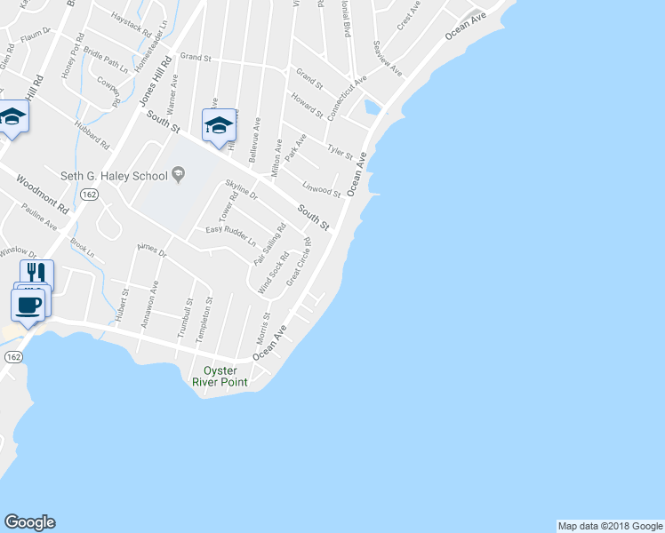 map of restaurants, bars, coffee shops, grocery stores, and more near 479 Ocean Avenue in West Haven