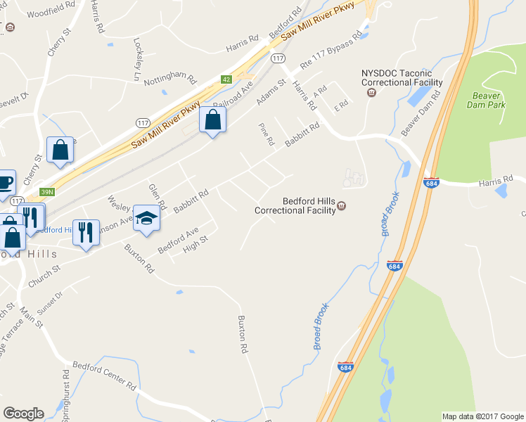 map of restaurants, bars, coffee shops, grocery stores, and more near 33 Rome Avenue in Bedford Hills