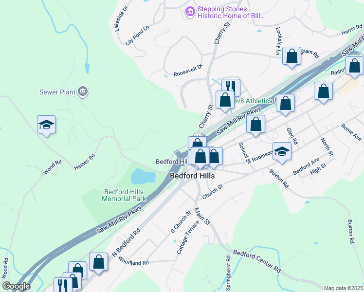 map of restaurants, bars, coffee shops, grocery stores, and more near 29 Haines Road in Bedford Hills