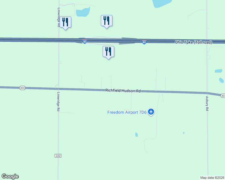 map of restaurants, bars, coffee shops, grocery stores, and more near 6037 Richfield Hudson Road in Ravenna