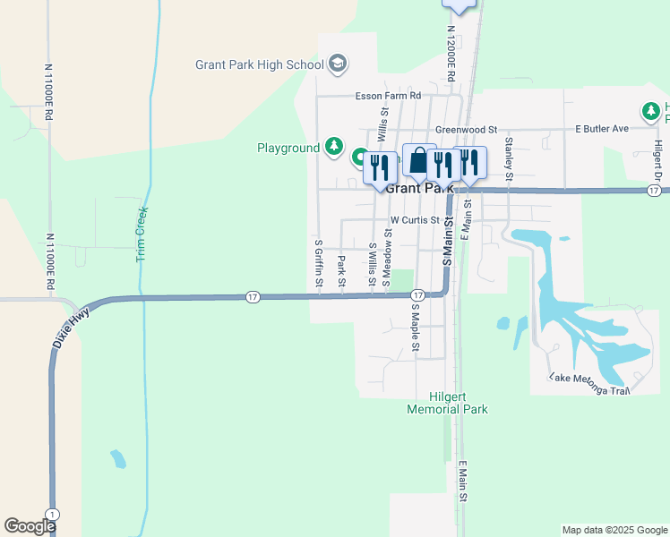 map of restaurants, bars, coffee shops, grocery stores, and more near 314 Park Street in Grant Park