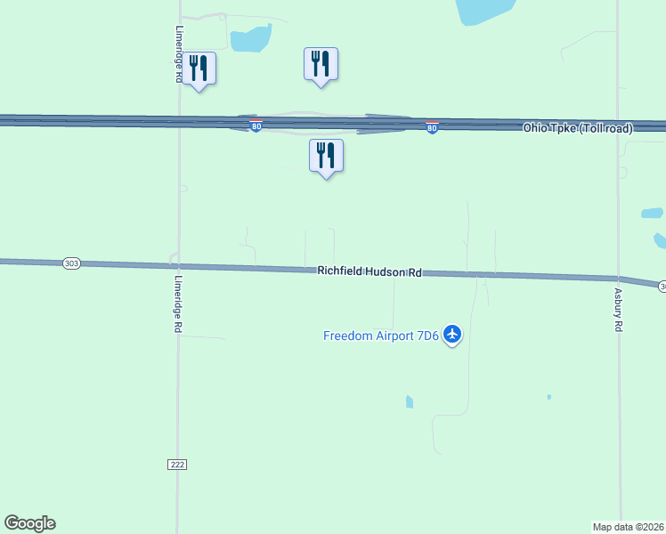 map of restaurants, bars, coffee shops, grocery stores, and more near 6037 Richfield Hudson Road in Ravenna