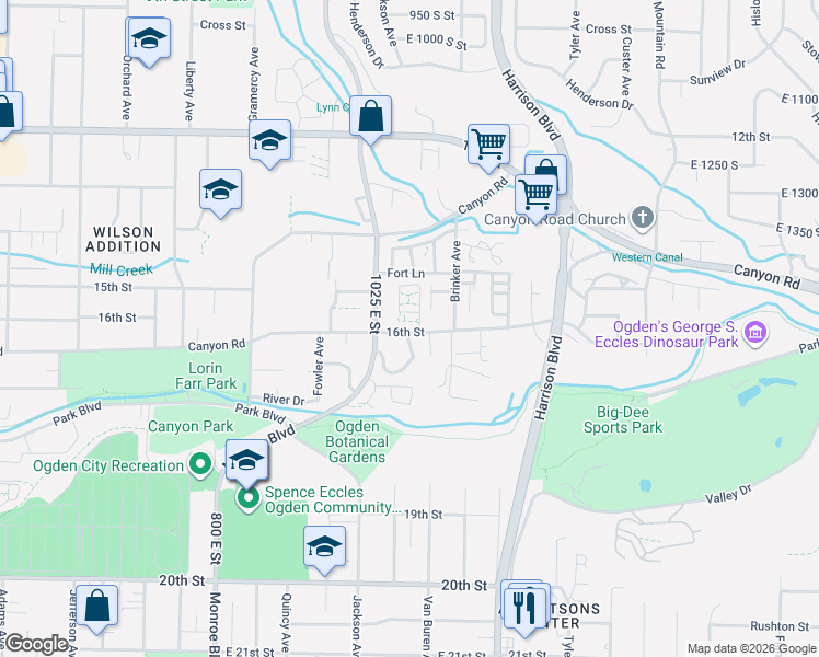 map of restaurants, bars, coffee shops, grocery stores, and more near 1061 16th Street in Ogden