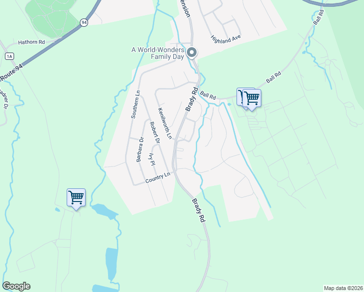 map of restaurants, bars, coffee shops, grocery stores, and more near 45 Magnolia Lane in Warwick