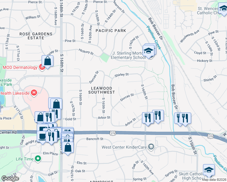 map of restaurants, bars, coffee shops, grocery stores, and more near 2105 South 164th Avenue in Omaha