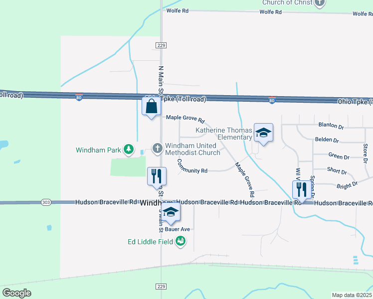 map of restaurants, bars, coffee shops, grocery stores, and more near 9544 Greenmeadow Road in Windham
