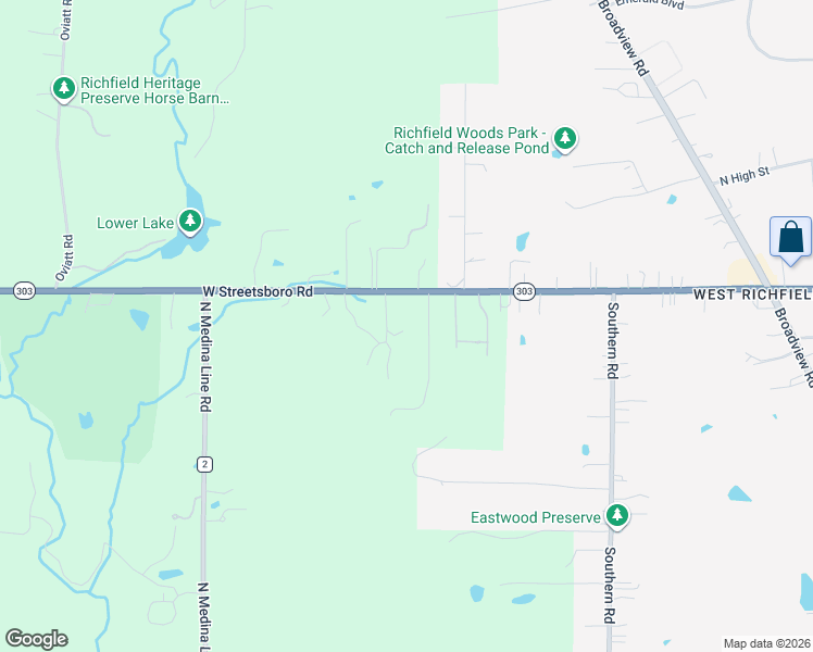 map of restaurants, bars, coffee shops, grocery stores, and more near 5030 West Streetsboro Road in Richfield