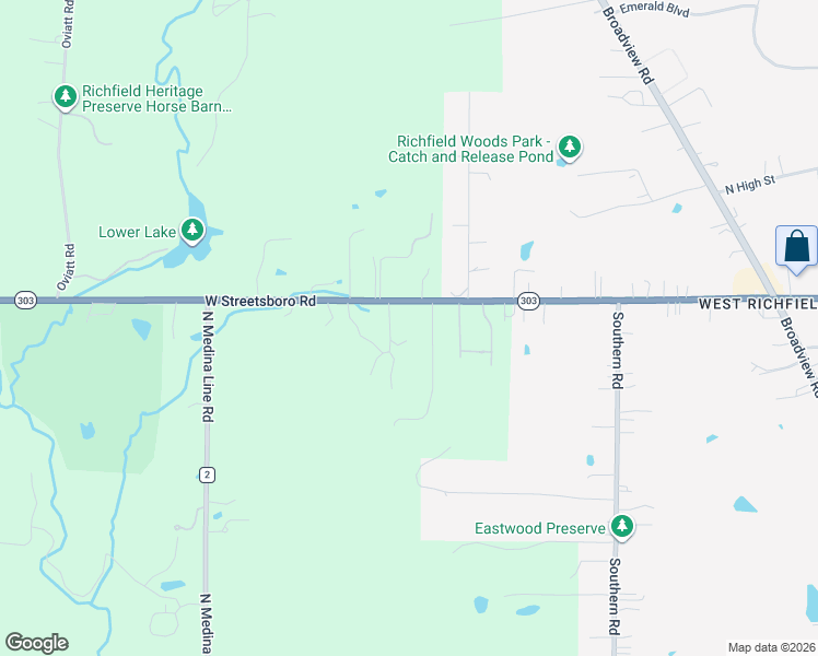 map of restaurants, bars, coffee shops, grocery stores, and more near 5030 West Streetsboro Road in Richfield