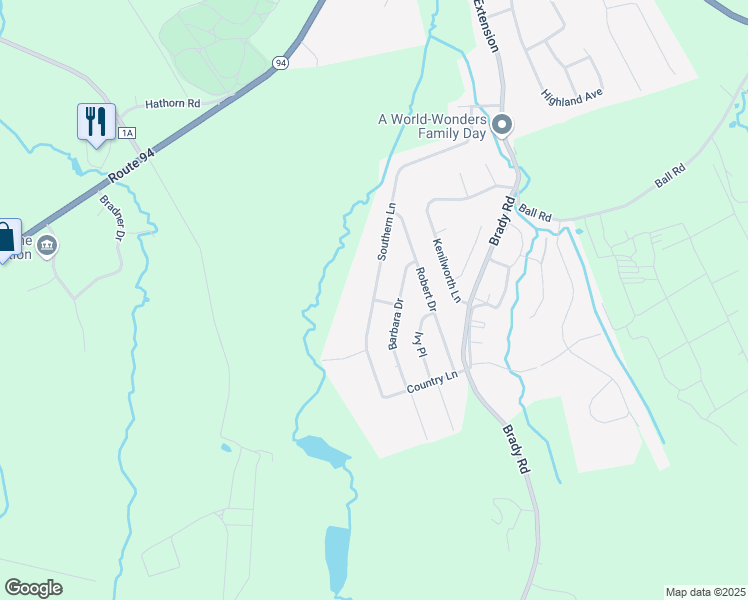 map of restaurants, bars, coffee shops, grocery stores, and more near Grove Street in Warwick