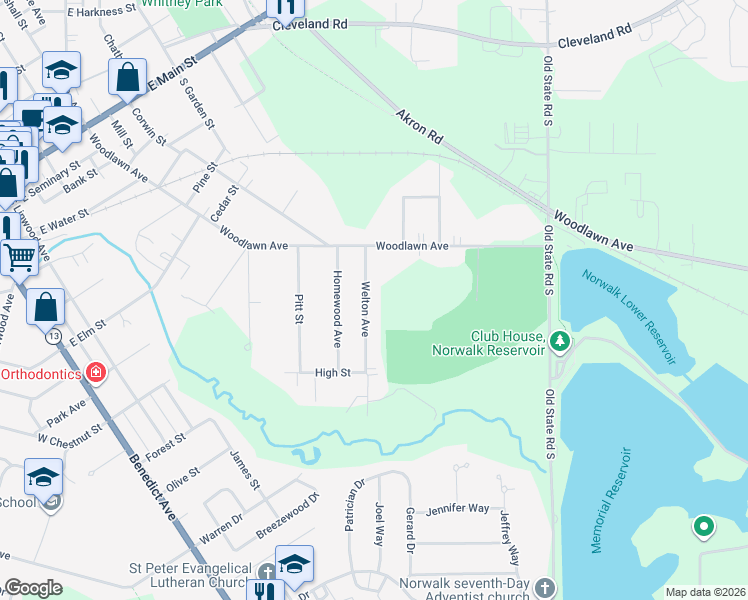 map of restaurants, bars, coffee shops, grocery stores, and more near 14 Welton Avenue in Norwalk