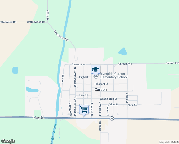map of restaurants, bars, coffee shops, grocery stores, and more near 338 North Locust Street in Carson
