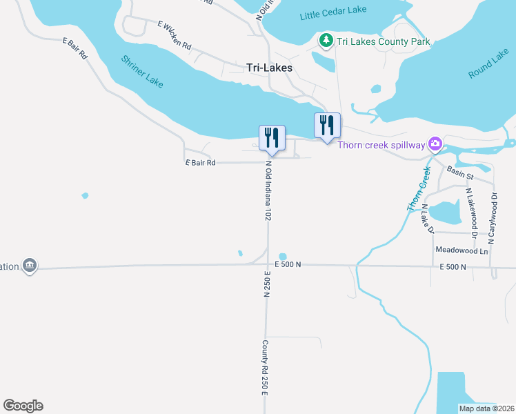 map of restaurants, bars, coffee shops, grocery stores, and more near 5225 North Old 102 in Columbia City