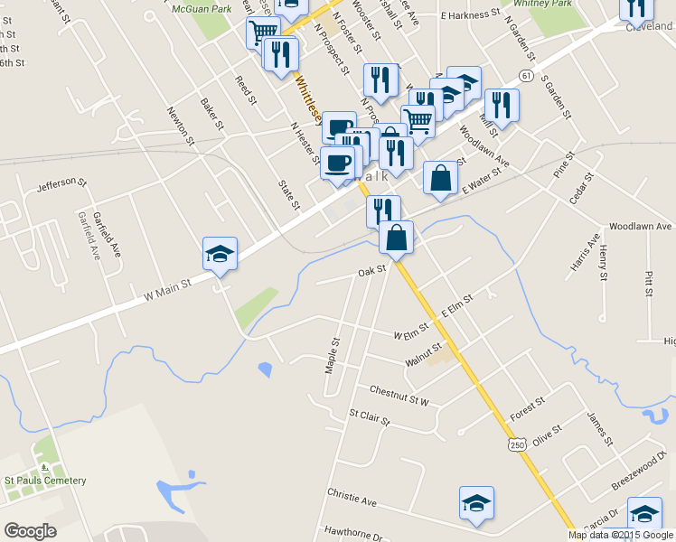 map of restaurants, bars, coffee shops, grocery stores, and more near 28 Oak St in Norwalk
