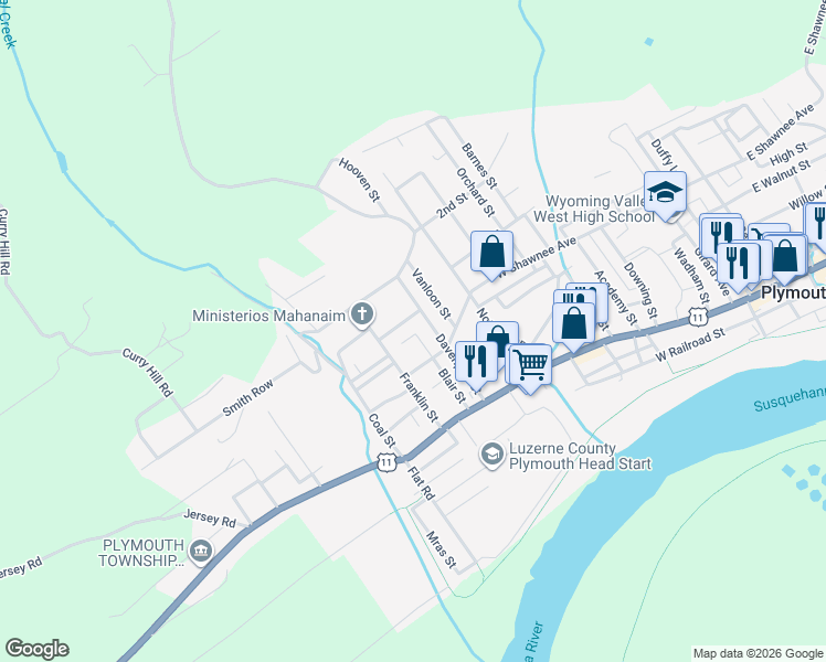 map of restaurants, bars, coffee shops, grocery stores, and more near 633-641 Ackley Street in Plymouth